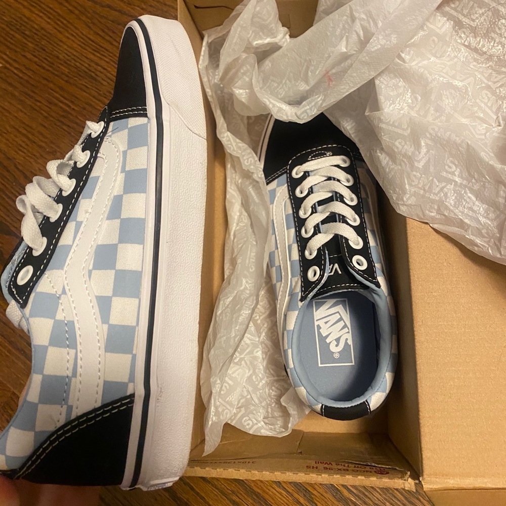 Blue Checkerboard Vans